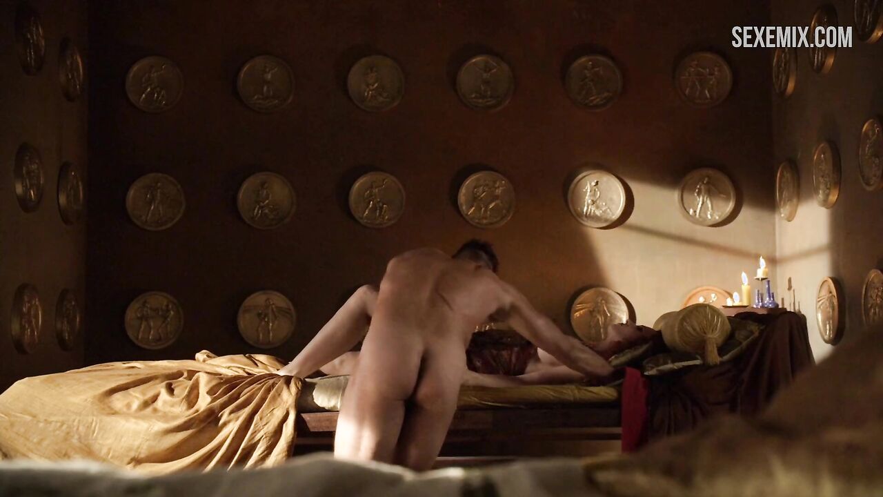 Lucy Lawless sex with a wounded gladiator, scene in Spartacus