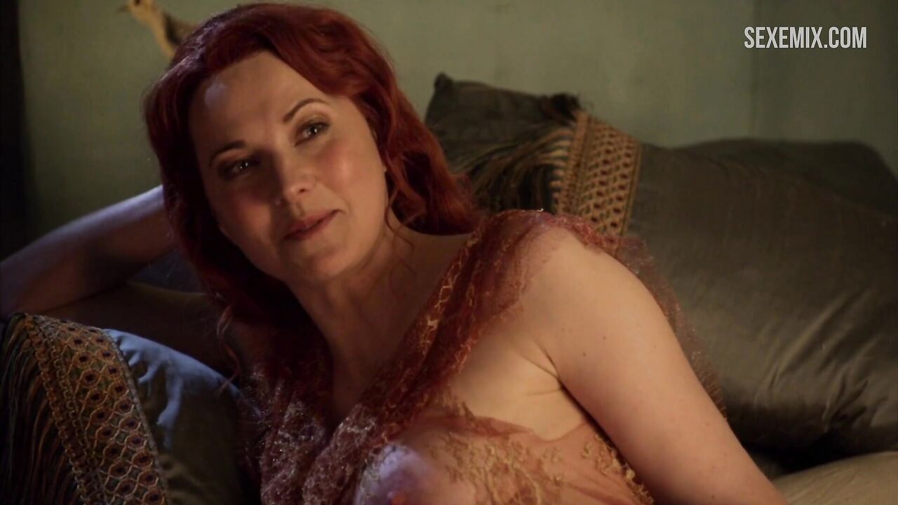 Sexy Lucy Lawless In See-Through Robe, scene in Spartacus