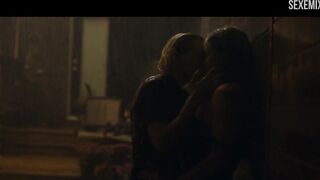 Erika Linder and Natalie Krill kissing scene in Below Her Mouth