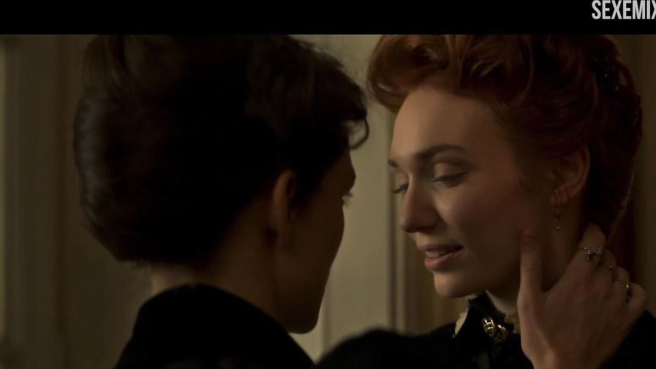 Sexy Eleanor Tomlinson kiss scene in Colette