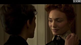 Sexy Eleanor Tomlinson kiss scene in Colette