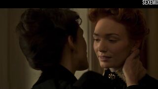 Sexy Eleanor Tomlinson kiss scene in Colette