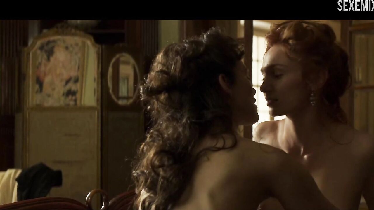 Hot Eleanor Tomlinson naked breasts scene in Colette