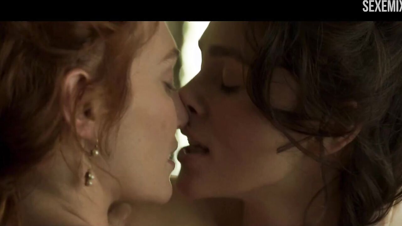 Hot Eleanor Tomlinson naked breasts scene in Colette