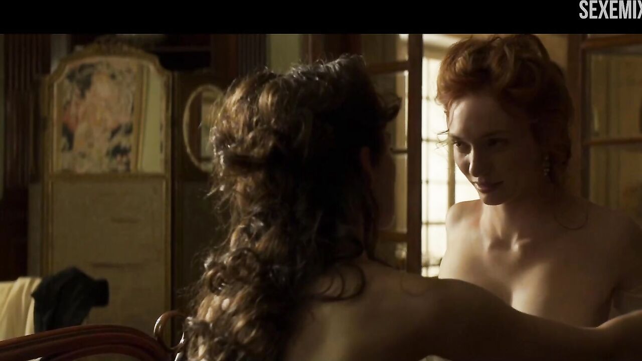 Hot Eleanor Tomlinson naked breasts scene in Colette