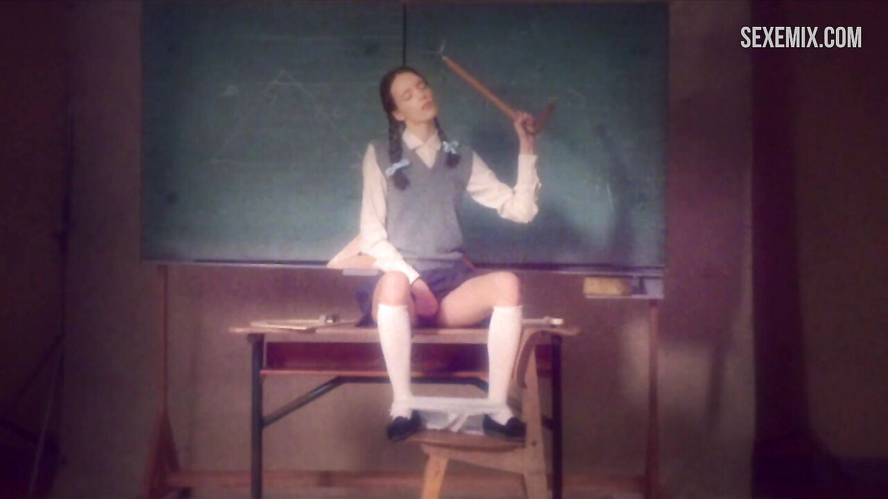 Frank fantasies with Stacy Martin in school uniform, scene in Nymphomaniac: Vol. I