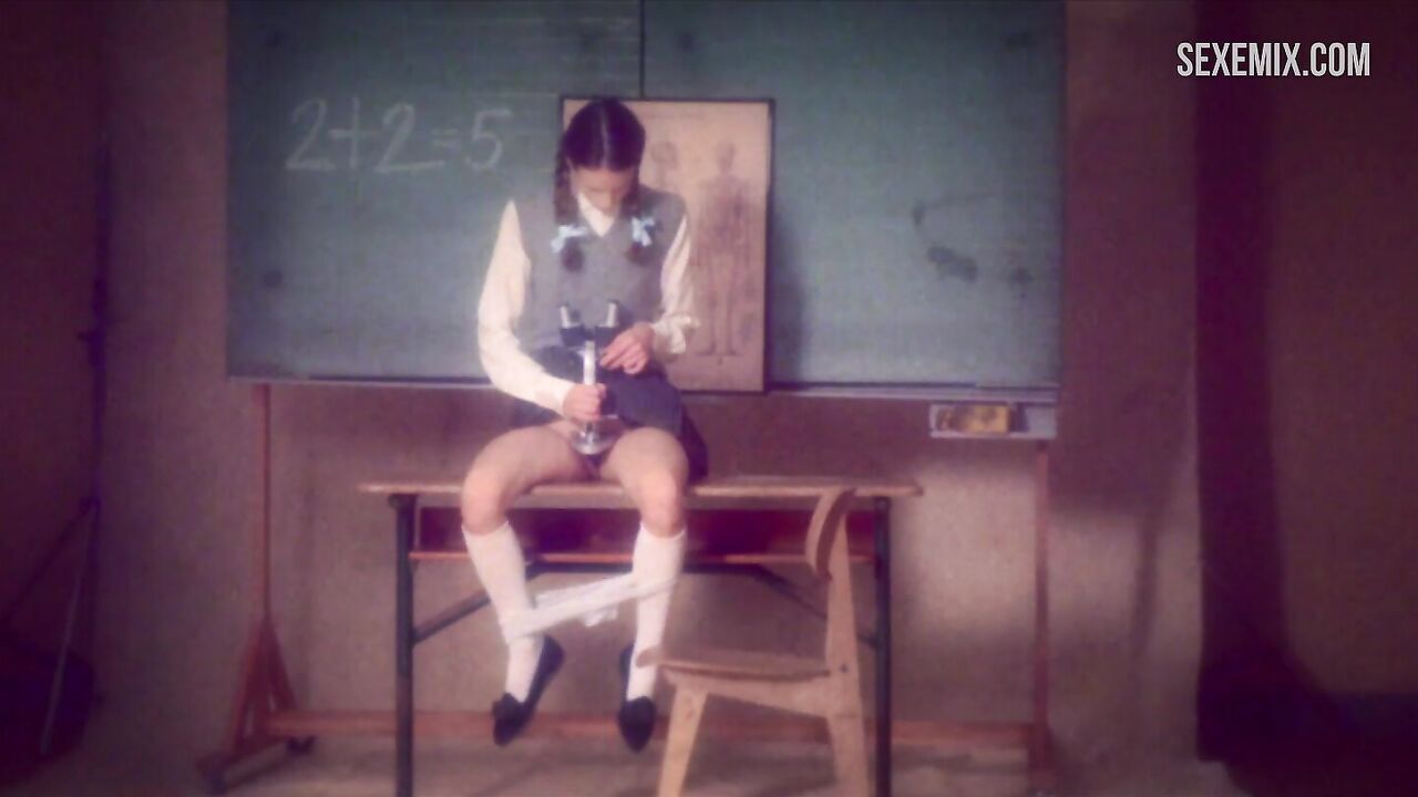 Frank fantasies with Stacy Martin in school uniform, scene in Nymphomaniac: Vol. I