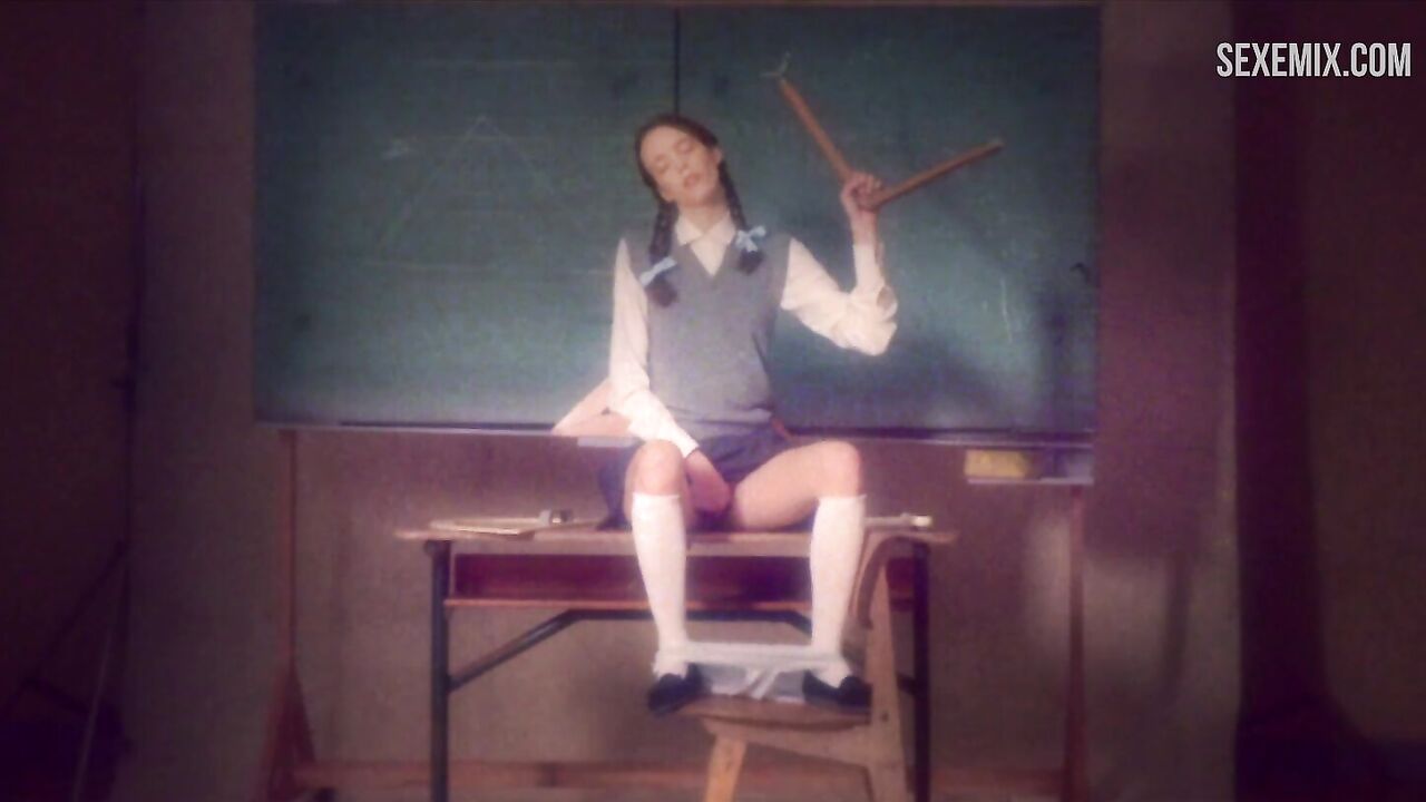 Frank fantasies with Stacy Martin in school uniform, scene in Nymphomaniac: Vol. I