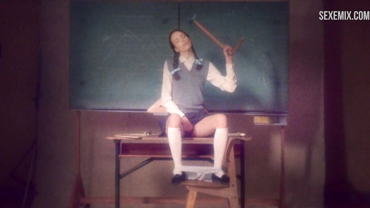 Frank fantasies with Stacy Martin in school uniform, scene in Nymphomaniac: Vol. I