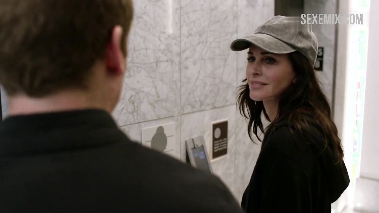 Courteney Cox shows off her black bra, scene in Shameless