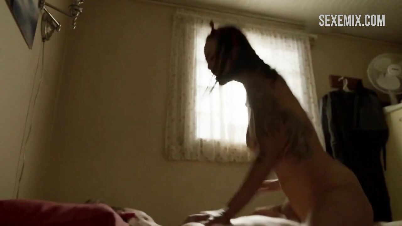 Levy Tran hard cowgirl sex on bed, scene in Shameless