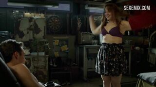 Chelsea Alden topless in bra, scene in Shameless