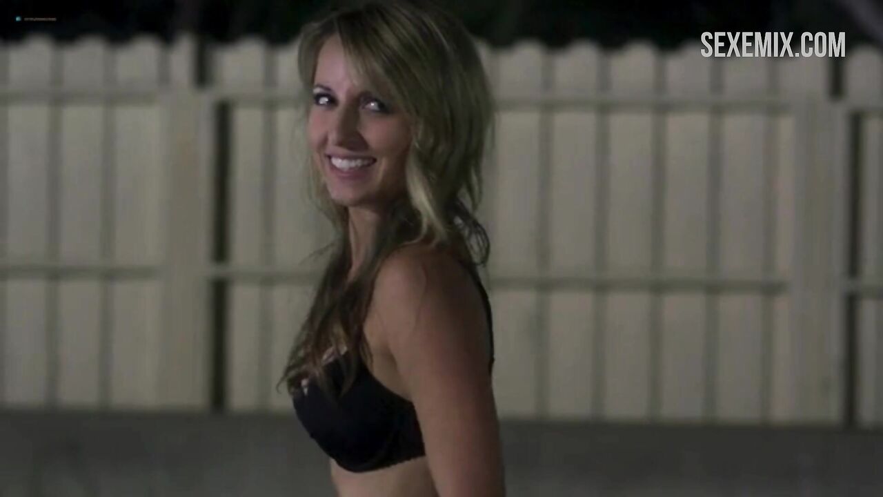 Erica Duke took off her bra and showed her breasts, scene in #1 Cheerleader Camp