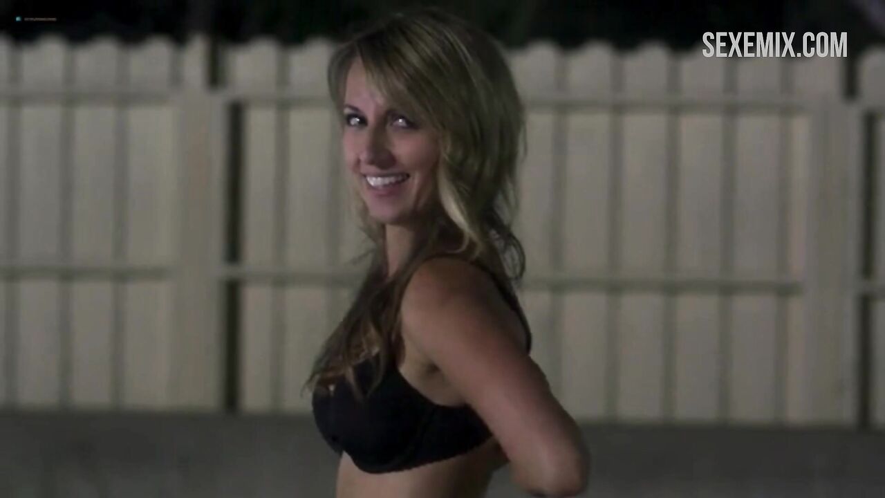 Erica Duke took off her bra and showed her breasts, scene in #1 Cheerleader Camp