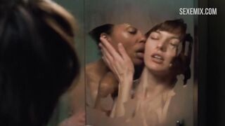 Milla Jovovich breasts, lesbian Interacial Sex, in movie .45 calibre