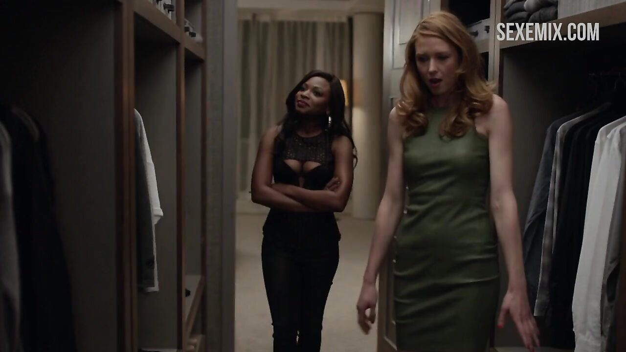 Naturi Naughton in a sexy black dress, scene in Power