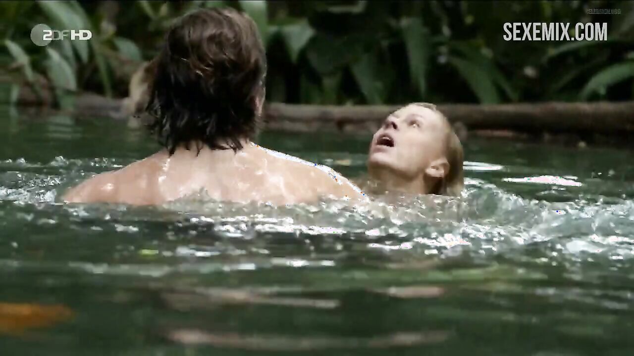 Isabell Gerschke demonstrating naked butt and breasts, scene in Fluss des Lebens Verloren am Amazonas 2013