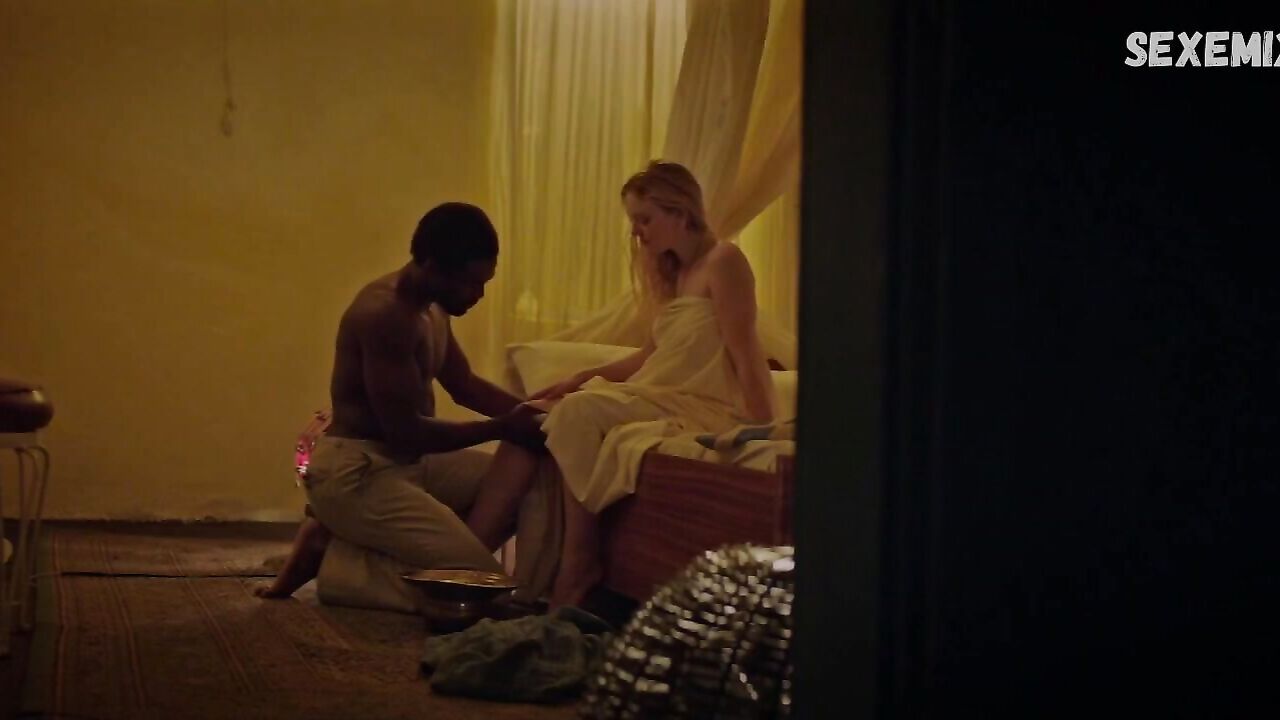 Dakota Fanning sexy, interacial scene in Sweetness in the Belly (2019)