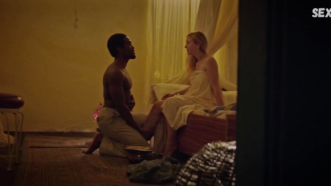 Dakota Fanning sexy, interacial scene in Sweetness in the Belly (2019)