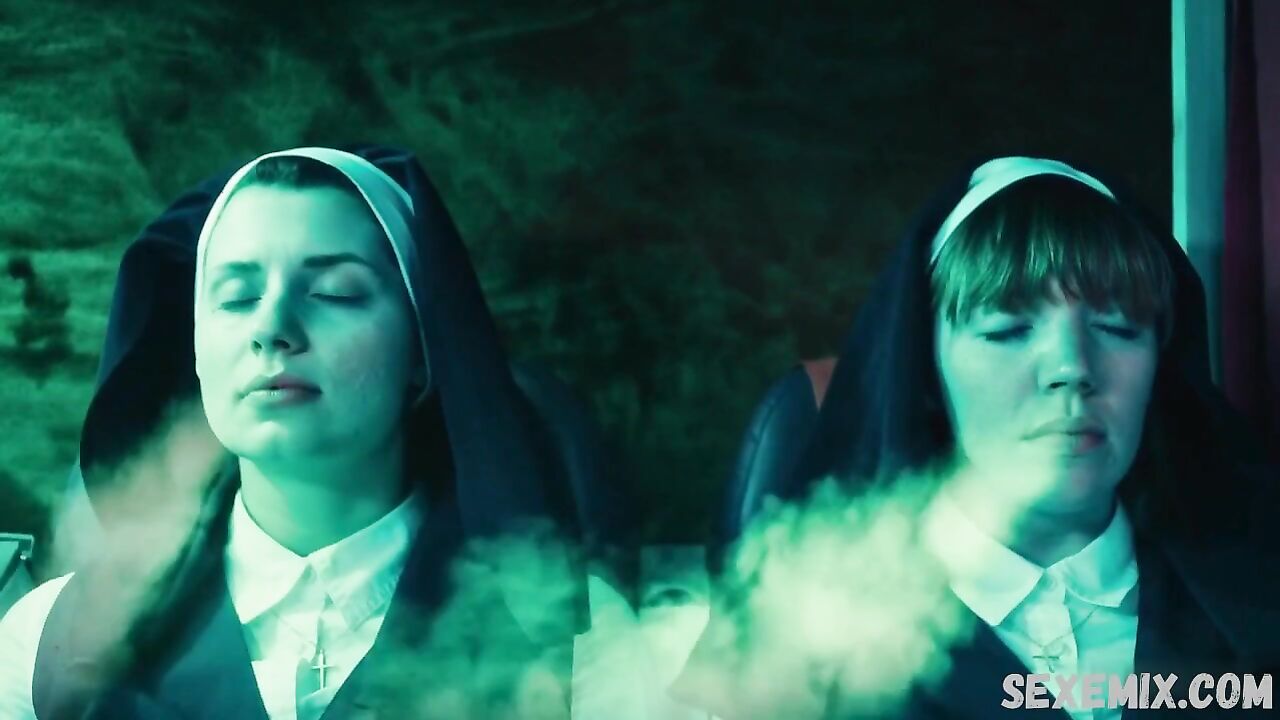 Maddie McGuire, Corrin Evans sexy, lesbian scene in Exorcism at 60,000 Feet