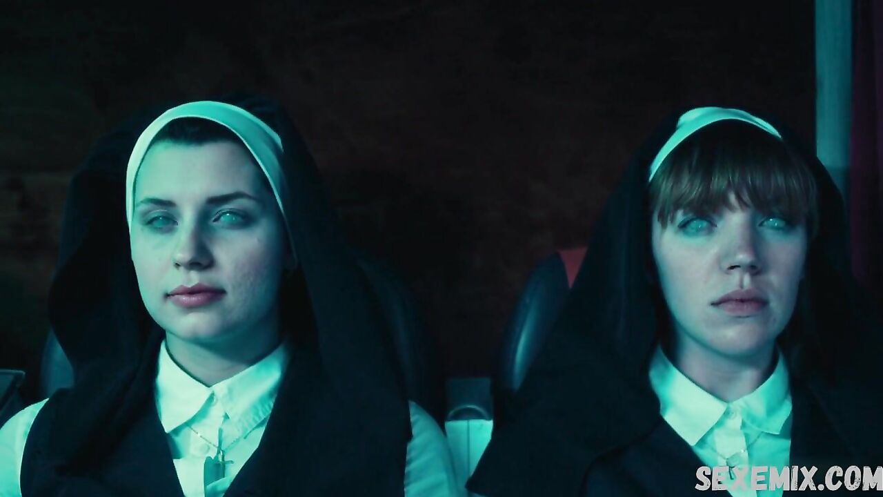 Maddie McGuire, Corrin Evans sexy, lesbian scene in Exorcism at 60,000 Feet