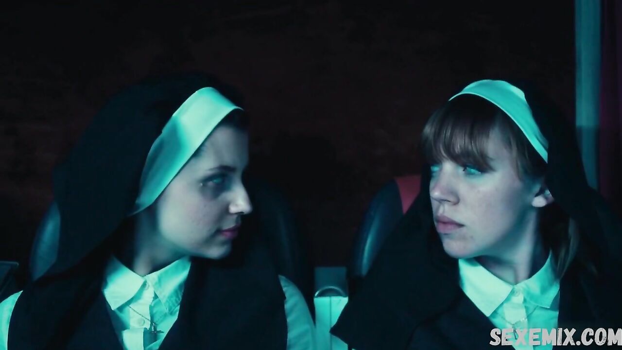 Maddie McGuire, Corrin Evans sexy, lesbian scene in Exorcism at 60,000 Feet