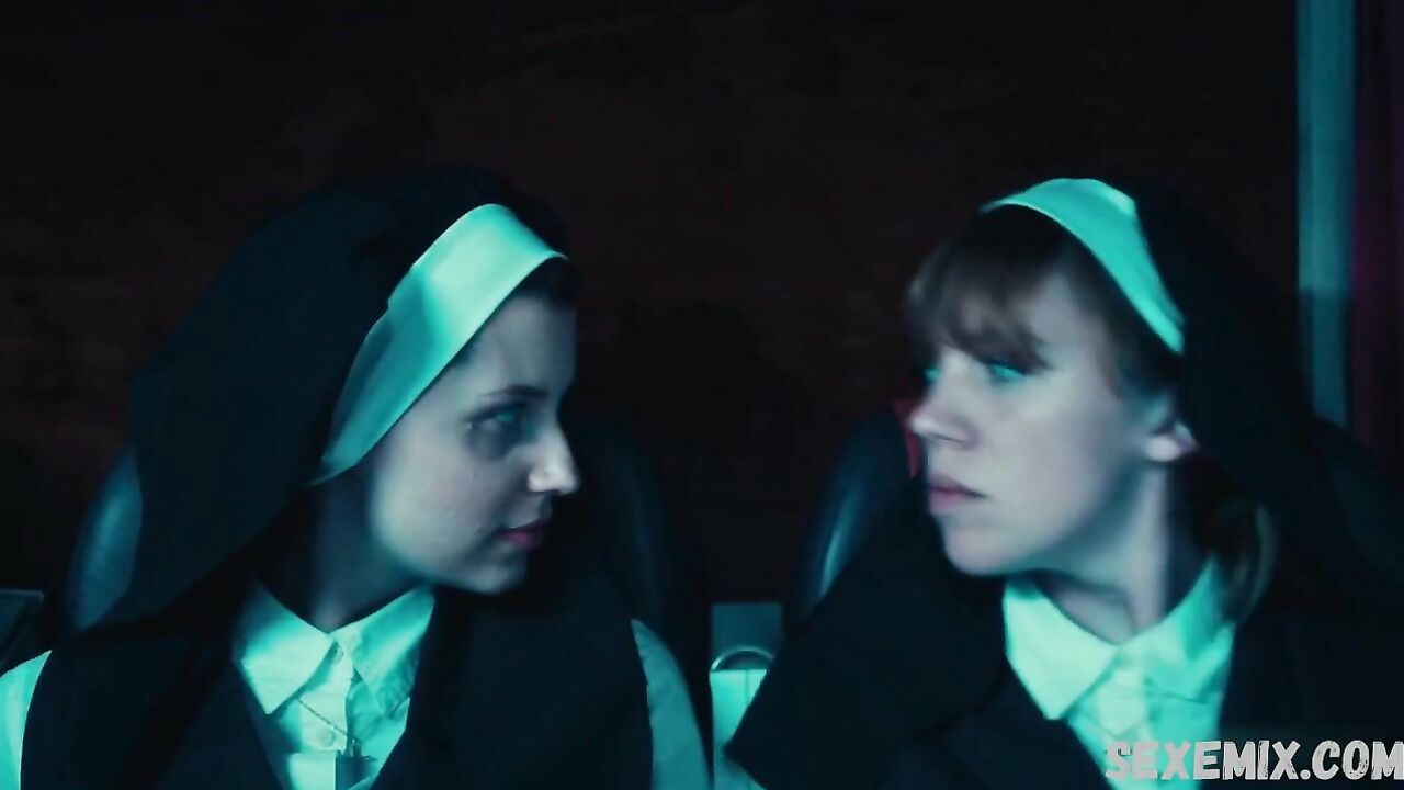 Maddie McGuire, Corrin Evans sexy, lesbian scene in Exorcism at 60,000 Feet