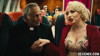 Jin N Tonic shows us her beautiful cleavage, scene in Exorcism At 60,000 Feet