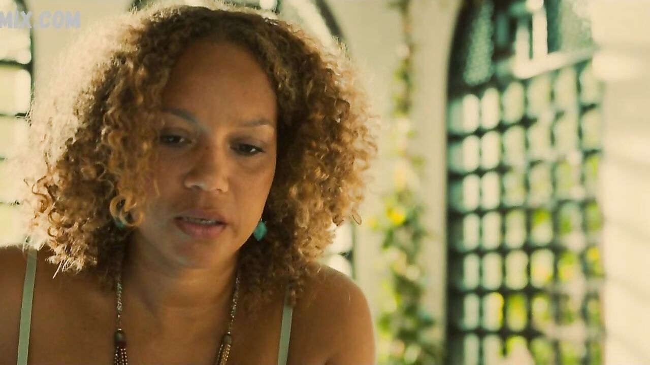 Angela Griffin in a yellow robe, erotic scene in White Lines