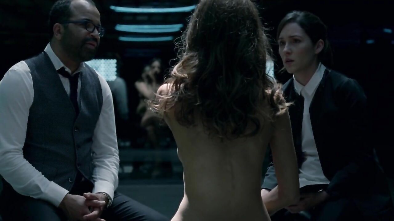 Angela Sarafyan erotic scene from Westworld s01e01 (2016)